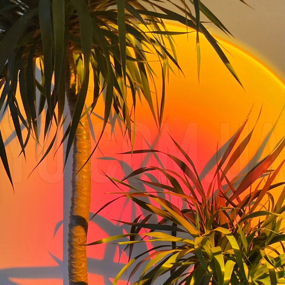 Проекционная LED лампа для селфи эффект солнца (16 см) RGB Sunset Lamp PC атмосферный светильник-ночник